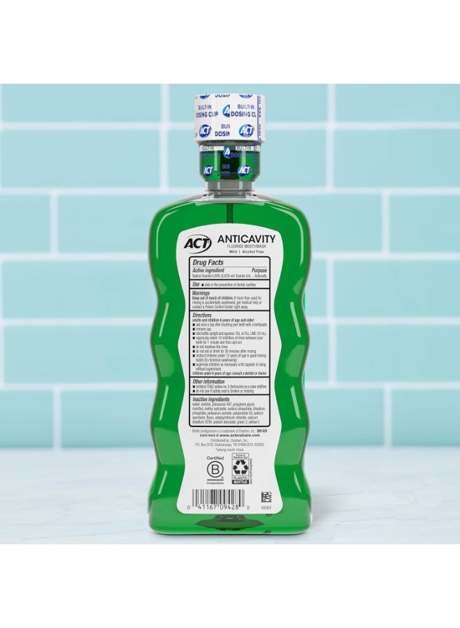 ACT Anticavity Zero Alcohol Fluoride Mouthwash 18 fl. oz., With Accurate Dosing Cup, Mint - Image 3