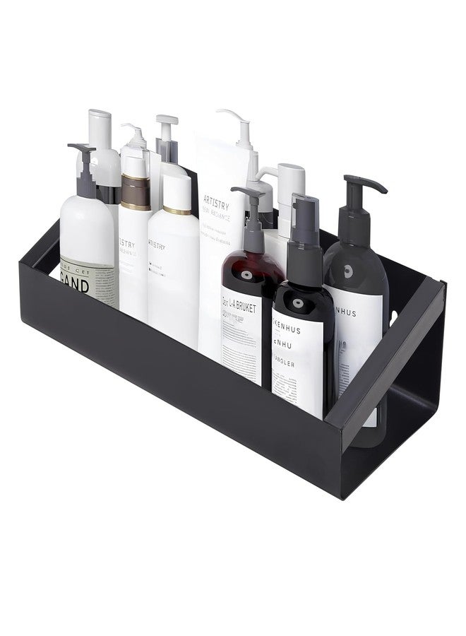 TechSrmaji Compact Wall Shelf Wall Mounted – Black Metal Floating Shelf for Small Spaces – Modern Minimalist Storage Rack for Bathroom, Kitchen, Bedroom & Living Room – Space Saving Organizer - Image 1