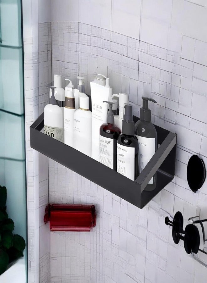 TechSrmaji Compact Wall Shelf Wall Mounted – Black Metal Floating Shelf for Small Spaces – Modern Minimalist Storage Rack for Bathroom, Kitchen, Bedroom & Living Room – Space Saving Organizer - Image 2