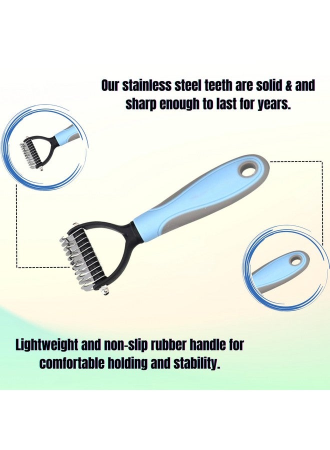 فرشاة العناية بالحيوانات الأليفة ذات اللون الأزرق الفاتح والأزرق الباهت (صغيرة) | للكلاب والقطط - شعر الحيوانات الأليفة القصير والمتوسط والطويل | مريحة في الاستخدام وآمنة على حيوانك الأليف (مجموعة - صغيرة) - Image 3