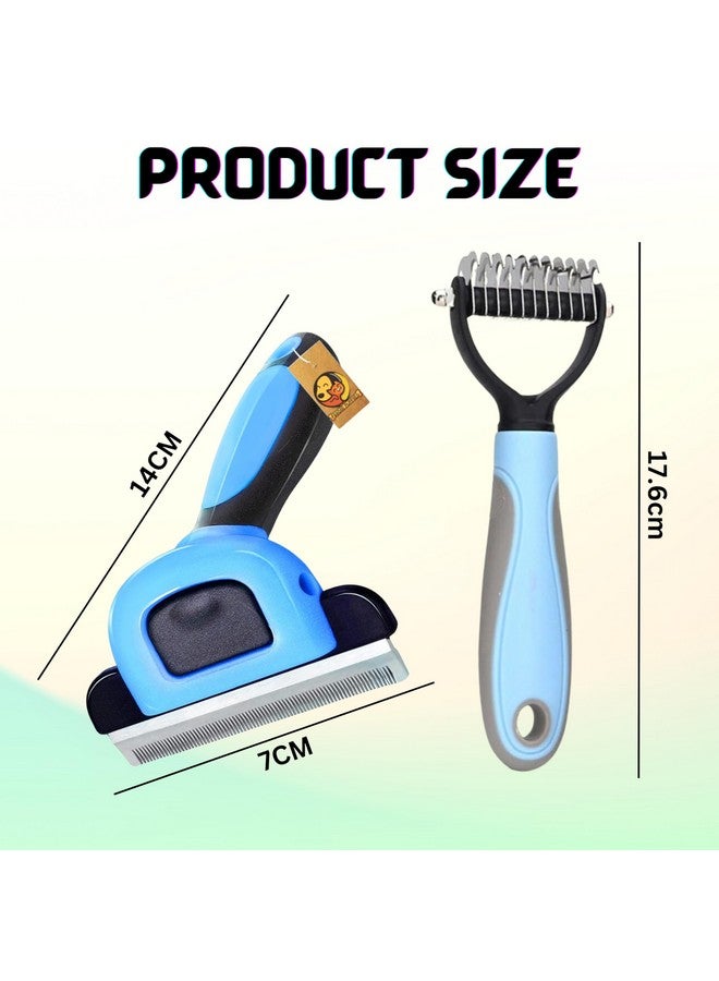 فرشاة العناية بالحيوانات الأليفة ذات اللون الأزرق الفاتح والأزرق الباهت (صغيرة) | للكلاب والقطط - شعر الحيوانات الأليفة القصير والمتوسط والطويل | مريحة في الاستخدام وآمنة على حيوانك الأليف (مجموعة - صغيرة) - Image 2