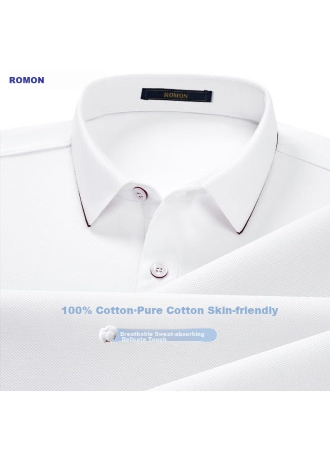 Romon 100% Cotton Men'S Short Sleeve Polo Shirt Summer Business Casual Xinjiang Long-Staple Cotton Dad T-Shirt - Image 1