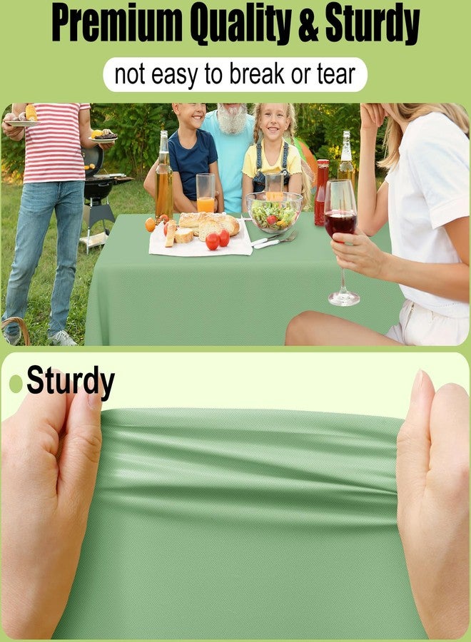Smiry Disposable Table Cloth - 6 Pack, 54 x 108 Inch Table Cloths for Parties, Decorative Tablecloths for Rectangle Tables, Waterproof Plastic Table Cover, Leakproof & Sturdy, Sage Green - Image 2