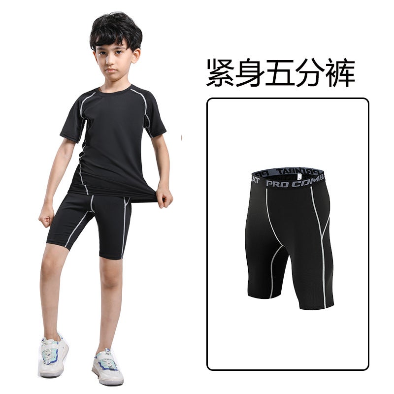 general Summer Boys' Sports Shorts Elastic Tight Fit Basketball Running Training Breathable Quick-Drying - Image 2