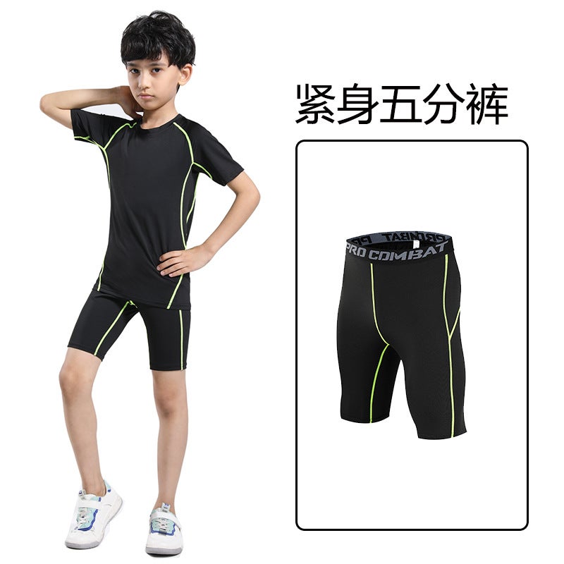 general Summer Boys' Sports Shorts Elastic Tight Fit Basketball Running Training Breathable Quick-Drying - Image 1