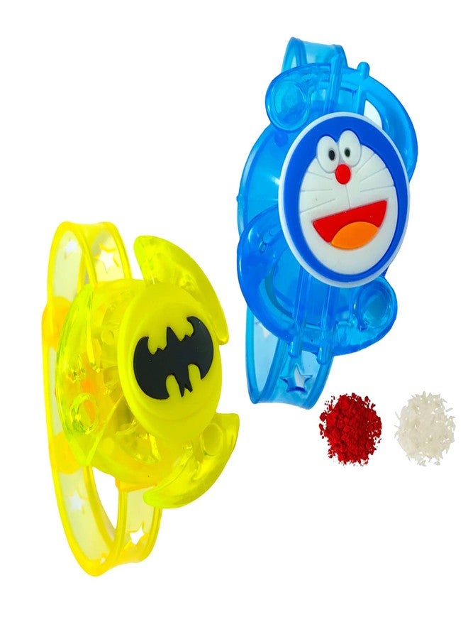 Evisha Cartoon Character Kids Children LED Light Spinner Rakhi Wristband for Boys Rakhi Bracelet| Brother Rakhi Set | Rakhi Gift for Brother | Kids Rakhi Kids- 28-29 - Image 1