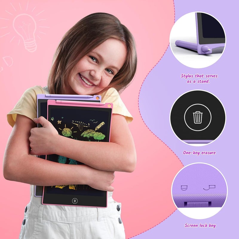 TECJOE 2 Pack 10 Inch LCD Writing Tablet, Colorful Doodle Board Electronic Drawing Pads, Kids Travel Games Learning Toys Christmas Birthday Gifts for 3 4 5 6 7 Year Old Boys Girls Toddlers - Image 2