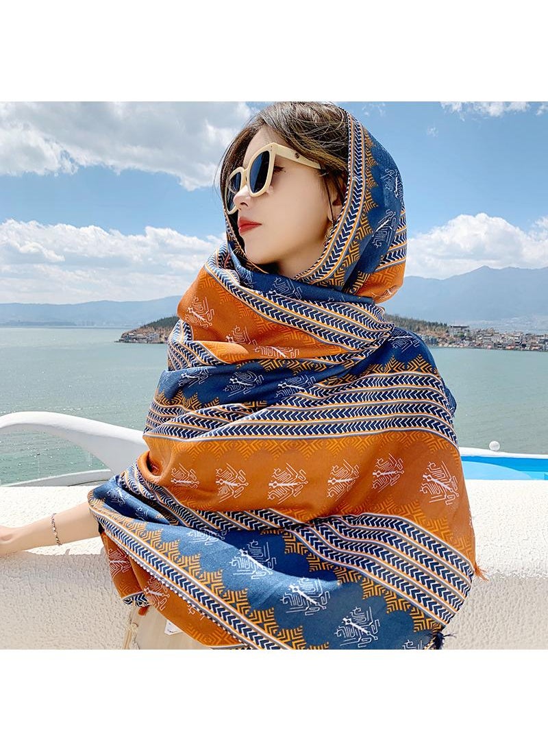 Bluejw Beach Shawl And Wrap For Women Summer Scarfs Cotton And Linen Boho Sunscreen Tassel Fashion Scarves Outdoor Camping Sun Protection Warmth Breathable Blanket  - Image 3