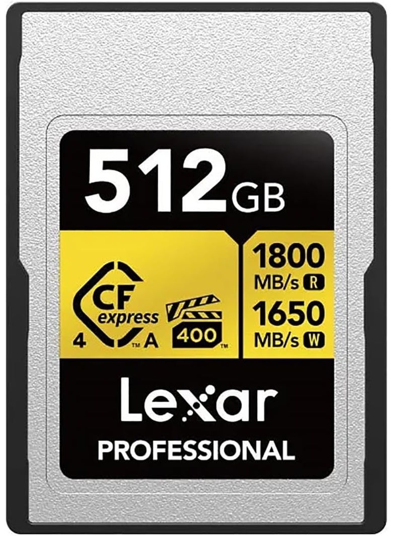 Lexar Professional 512GB CFexpress 4.0 Type A Card Gold Series – Up To 1800MB/s Read 1650MB/s Write, VPG-400, 8K Raw Video, IP68 Waterproof, For Sony Mirrorless Cameras 512 GB - Image 1