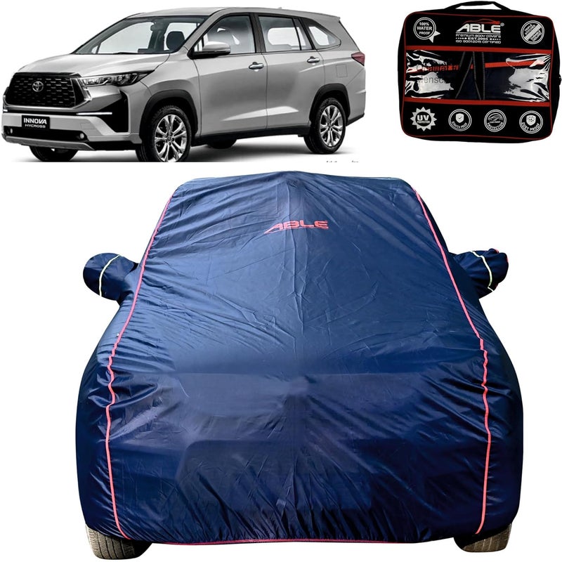 Able Parashuit Blue WR Series Car Body Cover with Mirror Pockets and Driver Door Zipper Compatible for Toyota INNOVA HYCROSS (2022 to Till Now Model) - Image 1