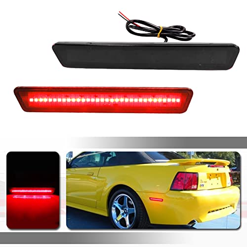 Tonsya For 1999 2000 2001 2002 2003 2004 Mustang Rear bumper side marker Reflectors lights Smoked Lens Red LED lamps - Image 1