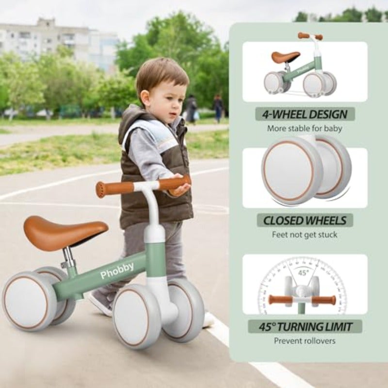 Baby Balance Bike 4 Wheels Toddler Balance Bike with Adjustable Seat 12-36 Months Infant's First Birthday Gift - Image 2