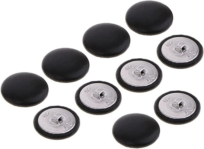 klarako Black Artificial Leather~ 10pc Shank Style Sport Coat Blazer Button Set Round Artificial Leather Covered Buttons Sewing Crafts 20mm - Image 4