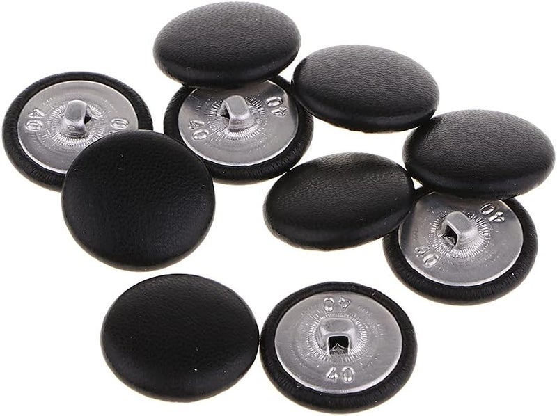 klarako Black Artificial Leather~ 10pc Shank Style Sport Coat Blazer Button Set Round Artificial Leather Covered Buttons Sewing Crafts 20mm - Image 5