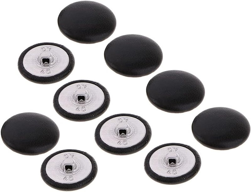 klarako Black Artificial Leather~ 10pc Shank Style Sport Coat Blazer Button Set Round Artificial Leather Covered Buttons Sewing Crafts 20mm - Image 3