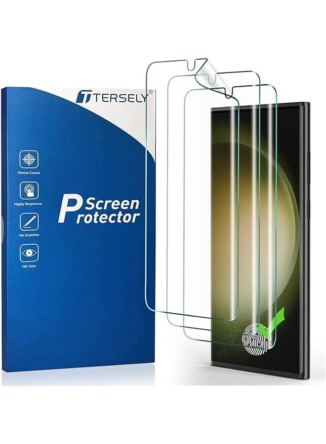 erorex 【3 Pack】 Screen Protector For Samsung Galaxy S23 Ultra (6.8 Inch), Support Fingerprint Unlock Full Cover Hydrogel Aqua Screen Protector Curved For Samsung Galaxy S23 Ultra 6.8 Inch  - Image 1