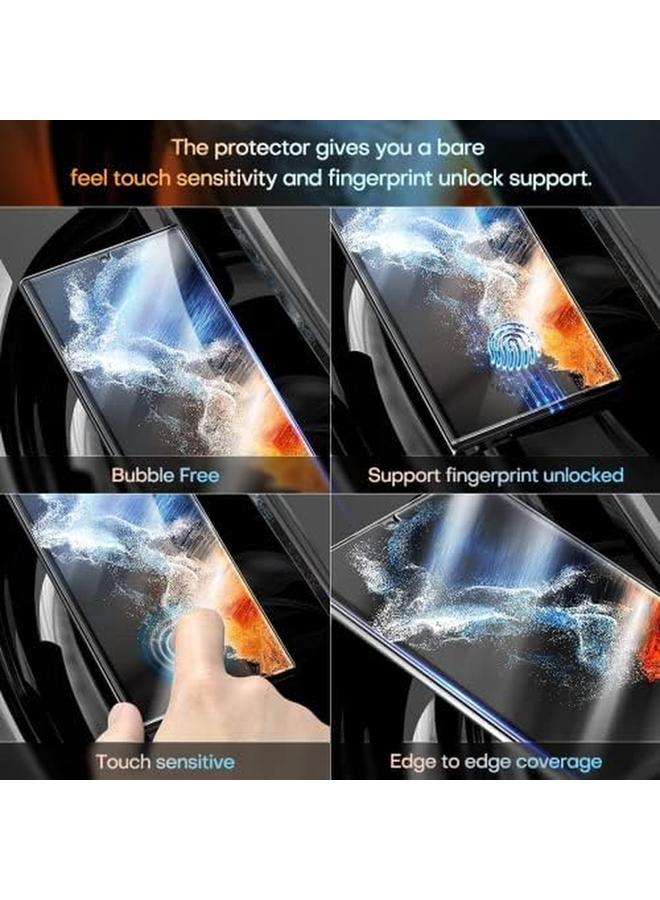 erorex 【3 Pack】 Screen Protector For Samsung Galaxy S23 Ultra (6.8 Inch), Support Fingerprint Unlock Full Cover Hydrogel Aqua Screen Protector Curved For Samsung Galaxy S23 Ultra 6.8 Inch  - Image 5