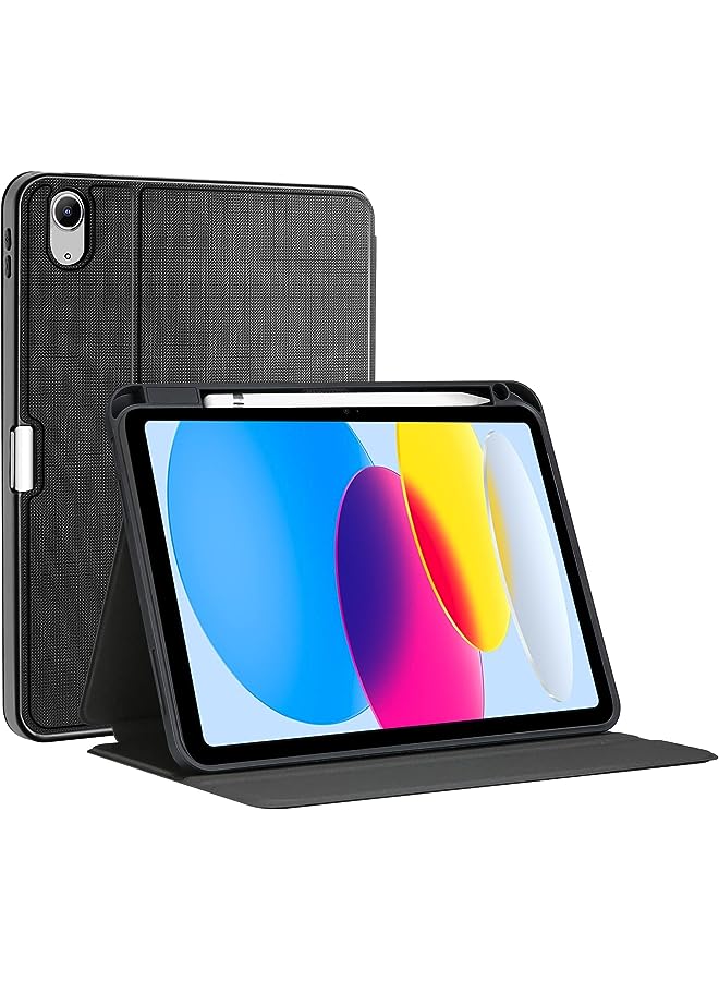 Procases for 2022 iPad 10th Generation Case with Pencil Holder, Slim Stand Protective Folio Book Cover for iPad 10.9 inch 2022 A2696 A2757 A2777 -Black - Image 1