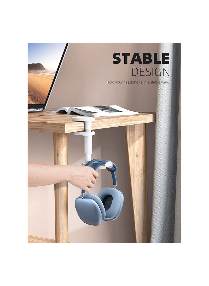 KASTWAVE Headphone Stand, Headset Hanger, Adjustable & 360 Degree Rotating Gaming Earphones Holder Hook Mount Clamp Under Desk, Stand for Most Headsets for Airpods Max, for Sennheiser, for Sony (White) - Image 5