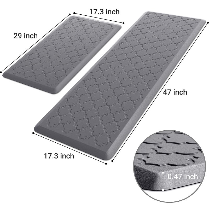 SoftDuo Kitchen Mat [2 PCS] Cushioned Anti-Fatigue Floor Mat, Waterproof Non-Skid Ergonomic Comfort Foam Rugs, Standing Mat for Kitchen, Floor,Office, Sink, Laundry(Grey) - Image 2