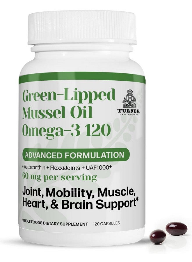 TURNER New Zealand Green Lipped Omega-3 Mussel Oil, 53x Higher Potency with UAF1000+ Super Antioxidant for Superior Joint Comfort & Mobility, No Fishy Aftertaste, 1 Bottle, 120 Softgels - Image 1
