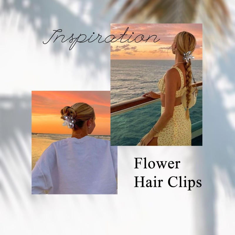 Tobeffect Flower Hair Clips for Women, 4 Pcs Clear Color Hawaiian Flower Hair Claw Clips, Sparkly Cute Large Hibiscus Hair Claw Decorative Accessories For Thick and Thin Hair - Image 4