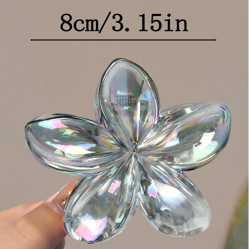 Tobeffect Flower Hair Clips for Women, 4 Pcs Clear Color Hawaiian Flower Hair Claw Clips, Sparkly Cute Large Hibiscus Hair Claw Decorative Accessories For Thick and Thin Hair - Image 2