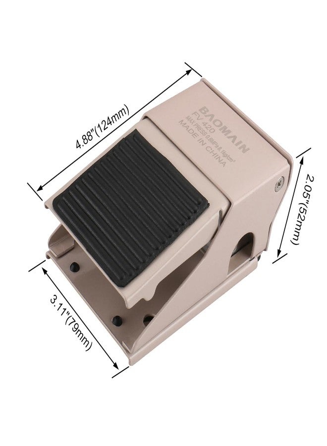 Baomain Pneumatic Foot Pedal Valve FV-420 Momentary 4 Way 2 Position 1/4" PT Threaded Nonslip Rubber - Image 2