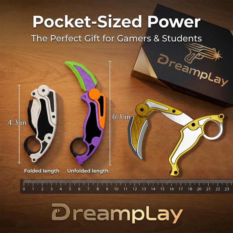 Dreamplay Fidget Gravity Karambit Knife, 2 Pcs 3D Printed Gravity Toys Fake Knife Perfect for Anxiety Stress Relief Autism and ADD - Image 5