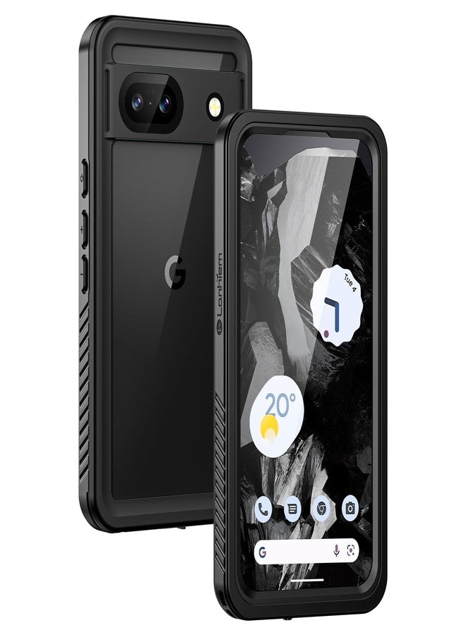 جراب Lanhiem لهاتف Pixel 8a، مقاوم للماء والغبار بمعيار IP68، مزود بواقي شاشة مدمج، جراب متين مقاوم للصدمات لكامل هيكل الهاتف، لون أسود أوبسيديان - Image 1