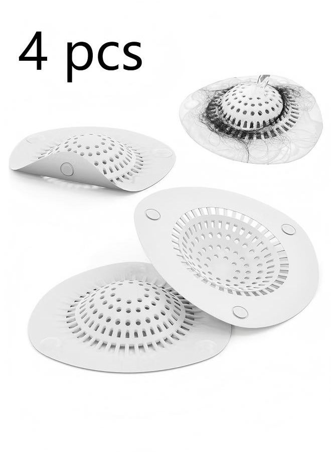 Generic 4 Pack Hair Catcher Shower Drain Cover Bathtub Silicone Hair Catcher Stopper Drain Strainers, Home Protectors with Sucker Water Trap Sink Cover for Kitchen Sink Bathroom, Easy to Install  - Image 1
