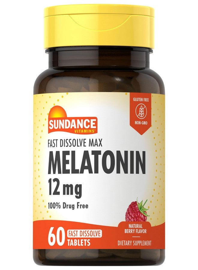 Sundance ساندانس ميلاتونين 12 ملغ | 60 قرص سريع الذوبان | نكهة التوت الطبيعية | مكمل نباتي، غير معدل وراثيًا، وخالي من الغلوتين - Image 1