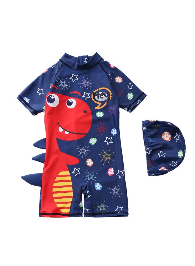 Children's Swimwear Boys One-piece Cartoon Hooded Swimsuit Large Medium Small Children Long Sleeve Beach Baby Boy Swimwear