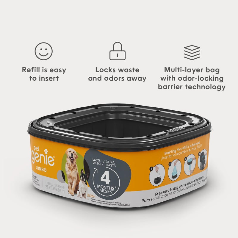 Pet Genie â€“ Jumbo refill 1-pack â€“ Up to 4 months of supply - Ultimate odor control dog poop bags - Image 3