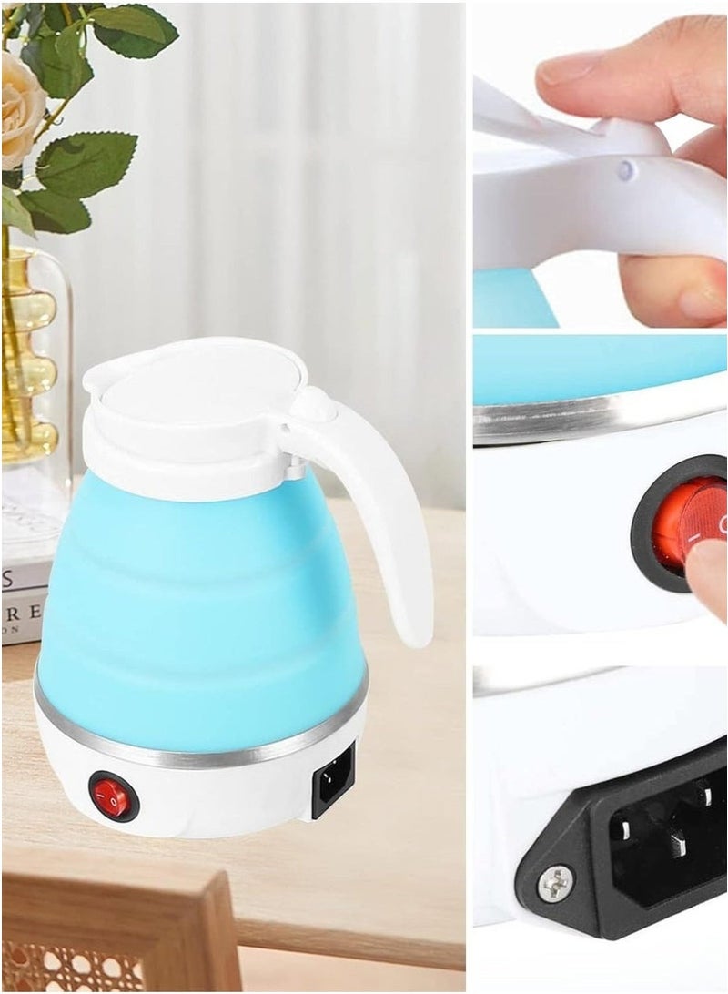 Denx Mini Foldable Electric Travel Kettle – Portable Silicone Collapsible Kettle, 600ml Capacity, Fast Boil, Retractable Design, Dual Voltage, Ideal for Camping, Hotel, Office & Outdoor Use – White - Image 1