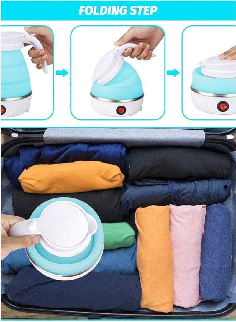 Denx Mini Foldable Electric Travel Kettle – Portable Silicone Collapsible Kettle, 600ml Capacity, Fast Boil, Retractable Design, Dual Voltage, Ideal for Camping, Hotel, Office & Outdoor Use – White - Image 3