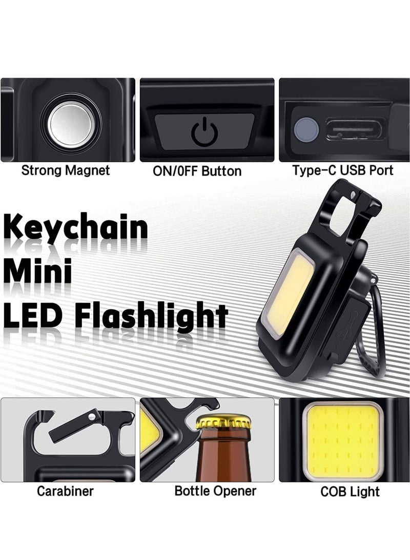 Small Flashlights – 800 Lumens Rechargeable Keychain Mini Flashlight with 4 Light Modes, Portable Pocket Light, Folding Bracket, Bottle Opener, and Magnet Base  - Image 5