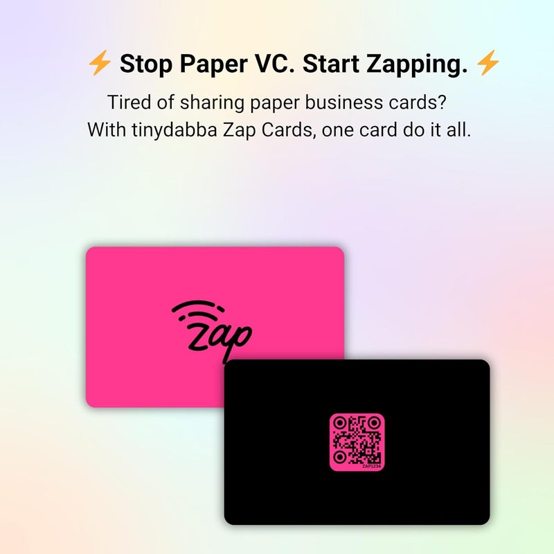 Tinydabba Zap NFC Smart Digital Business Card – Tap to Share Contact & Social Media Instantly | No App Needed | QR + NFC Card | Reusable Contactless Networking Card | PVC | Neon Pink - Image 4