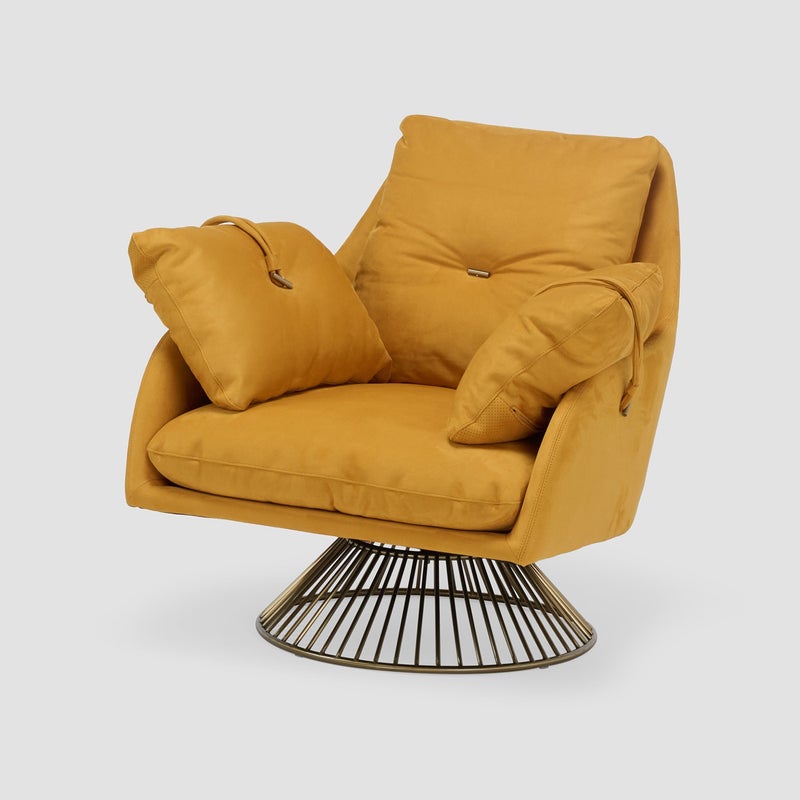 AL HUZAIFA FURNITURE Levi Swivel Leather Chair - Image 1