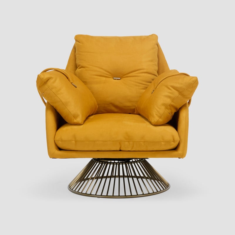 AL HUZAIFA FURNITURE Levi Swivel Leather Chair - Image 2