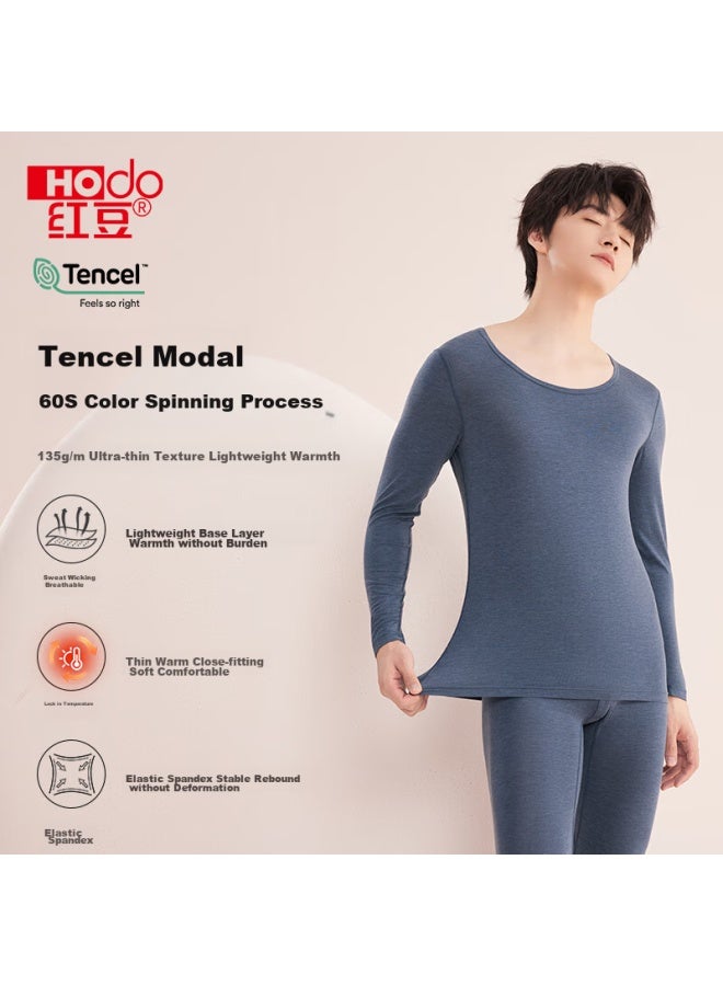 Hongdou Men's Modal Color-spun Ultra-thin Soft Warm 60s Base Layer Autumn Underwear Set - Image 2