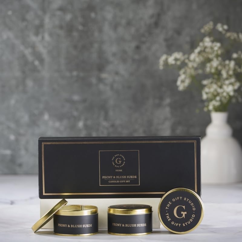 THE GIFT STUDIO.COM Candles Peony Blush Suede Set of 3 The Gift Studio - Image 1