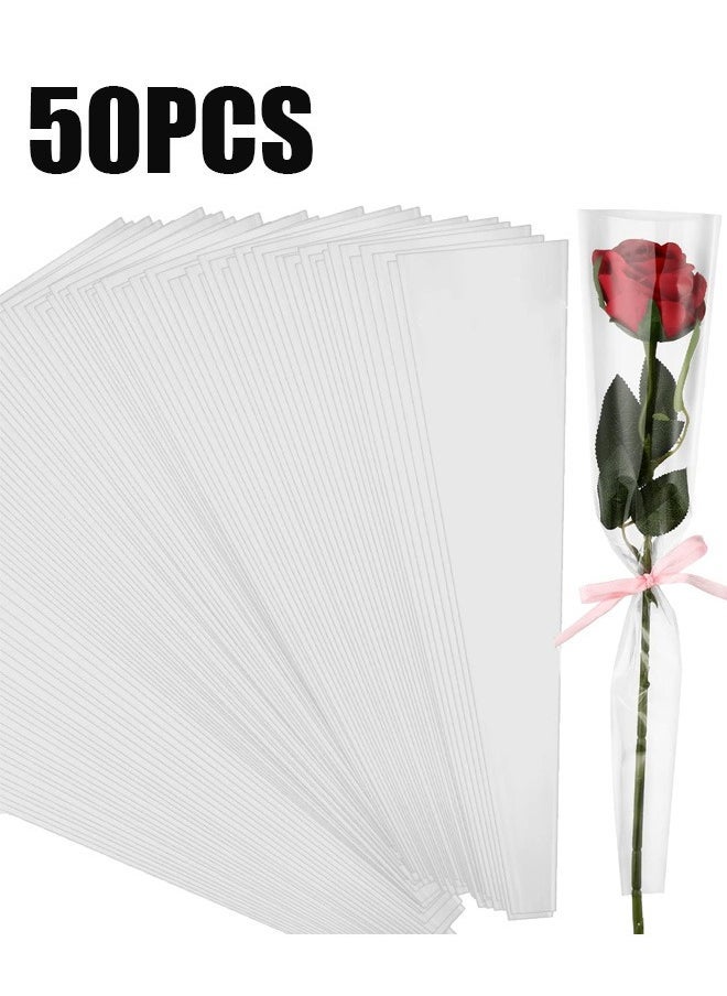 Flower Wrapping Paper, , Transparent Single Floral Packaging Bag, Clear Wrapping Flower Bouquet Sleeves For DIY Party Birthday Gift (50 Pcs) - Image 1