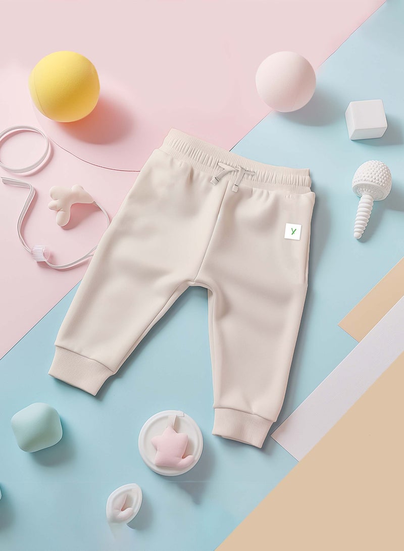 LUAY Unisex 100% Bamboo based Ultra-Soft fabric Sweat Pant_Cream  - Image 1