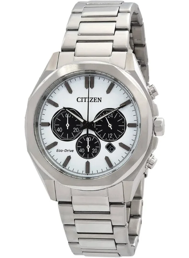 CITIZEN Citizen Eco-Drive Chronograph White Dial Men's Watch CA4590-81A, Silver, Bracelet
