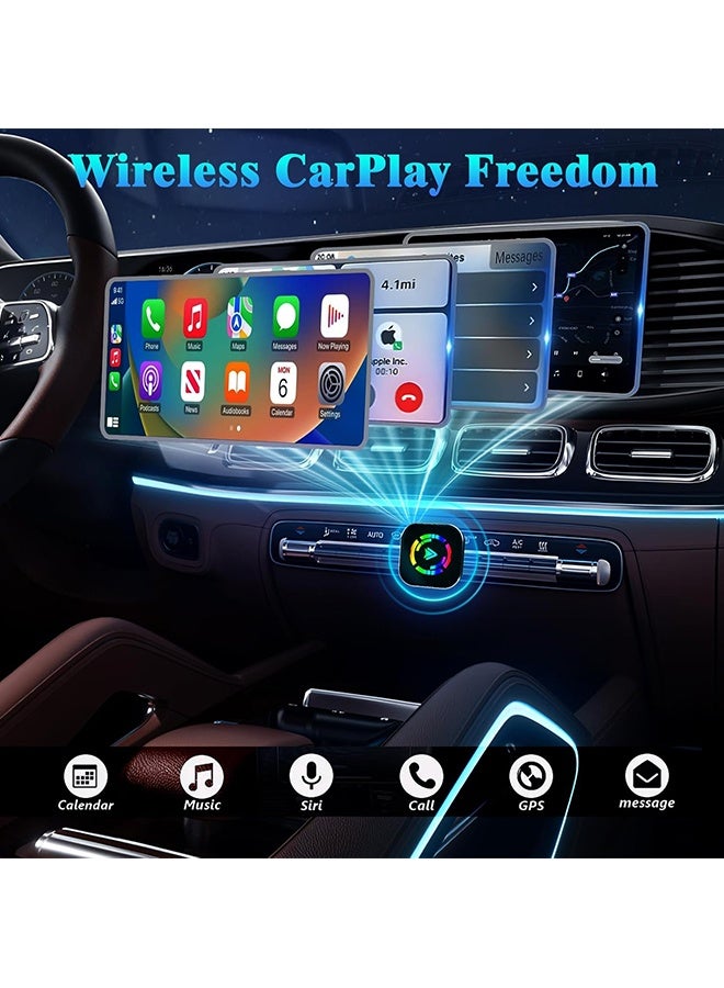 دبليو أف أف أو محول سيارة لاسلكي 2 في 1 CarPlay صندوق صغير - مع بلوتوث 5.0 وواي فاي - صندوق ذكي للسيارة يحول CarPlay السلكي إلى لاسلكي - للسيارات التي تدعم CarPlay/Android Auto السلكية - اتصال تلقائي، التوصيل والتشغيل - Image 2