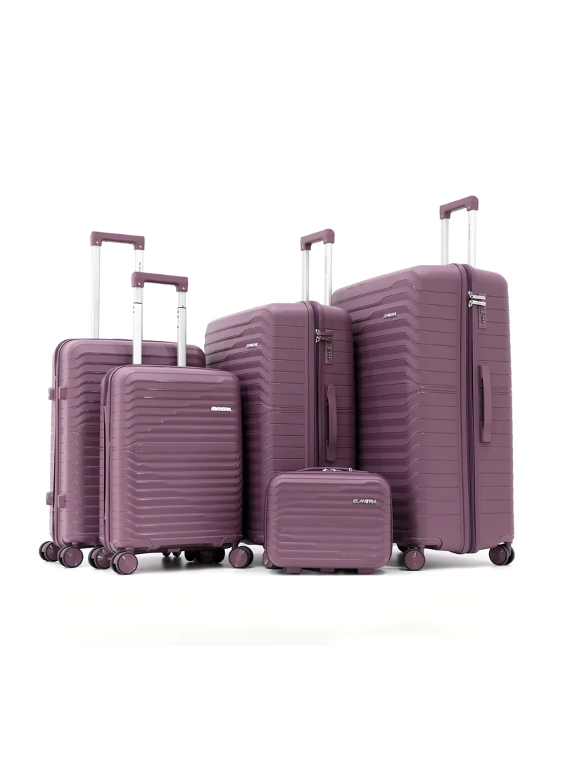 ELANTRA ELANTRA Luggage Set of 5 – Hardshell Trolley Bags with Secure Lock, Multi-Compartment Storage & Spinner Wheels,Purple (BC-12"S-20",M-24",L-28",XL-32")