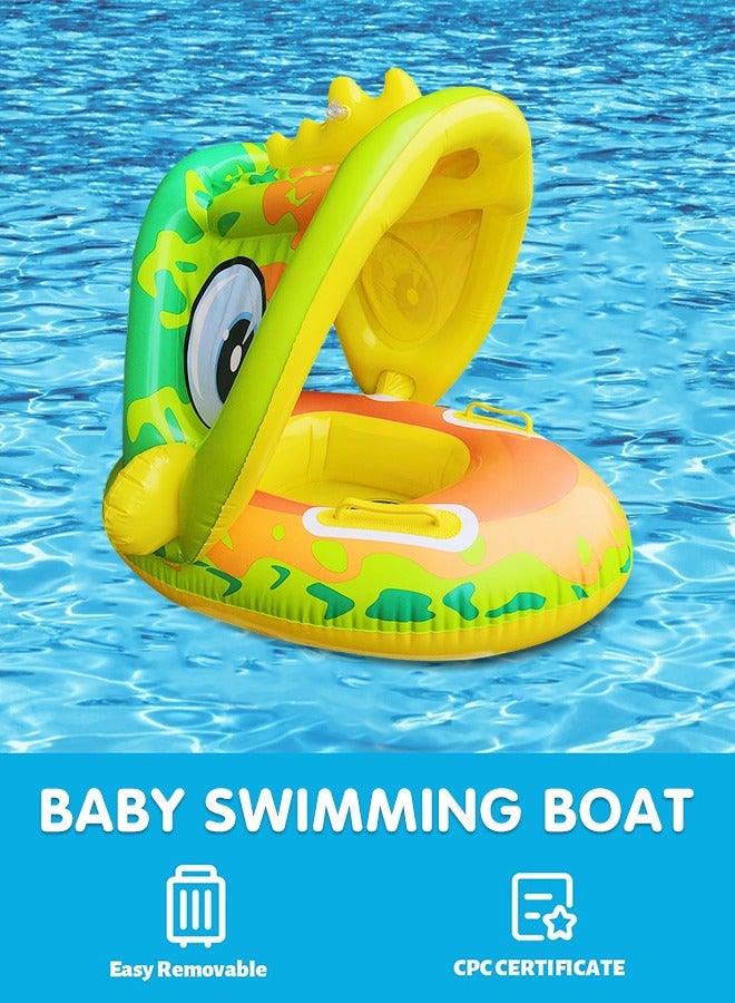 GROIC Inflatable Baby Pool Float Swimming Ring with Sun Canopy with Inflator Pump,Dinosaur Infant Pool Float for Kids,Babys' Inflatable Seat,Pool Supplies - Image 4