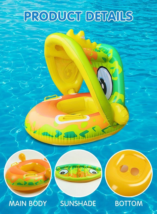 GROIC Inflatable Baby Pool Float Swimming Ring with Sun Canopy with Inflator Pump,Dinosaur Infant Pool Float for Kids,Babys' Inflatable Seat,Pool Supplies - Image 3