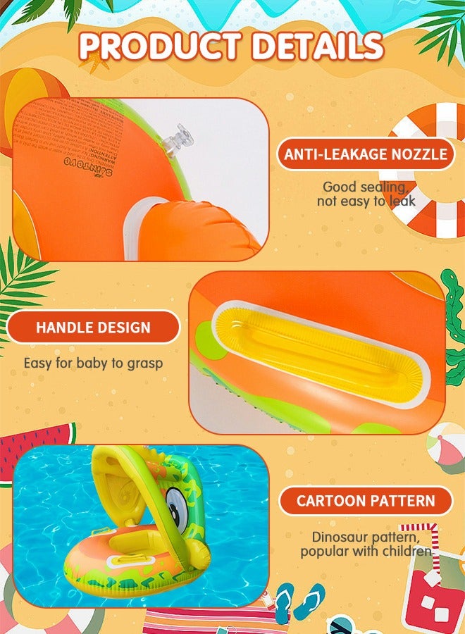 GROIC Inflatable Baby Pool Float Swimming Ring with Sun Canopy with Inflator Pump,Dinosaur Infant Pool Float for Kids,Babys' Inflatable Seat,Pool Supplies - Image 2